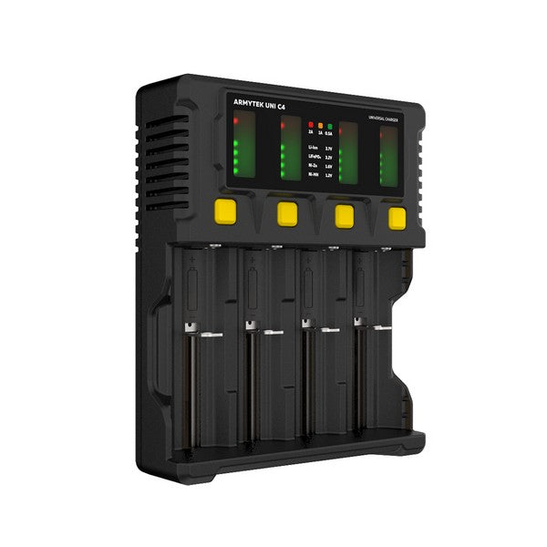Chargeur Armytek Uni C4 universel pour batterie Li-ion, IMR, Li-FePO4, Ni-MH, Ni-Cd, Ni-Zn - NYCTALOPE