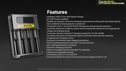 Chargeur Intelligent Nitecore Ci4  NYCTALOPE  
