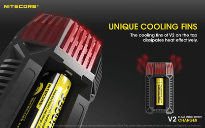 Chargeur de voiture Nitecore V2 pour batteries Li-ion/IMR  NYCTALOPE  
