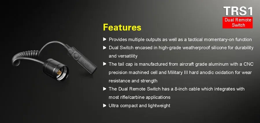 Interrupteur Tactique Klarus TRS1 pour lampe XT2CR - XT11S - XT11GT - XT12GT - XT32 - XT12S - NYCTALOPE