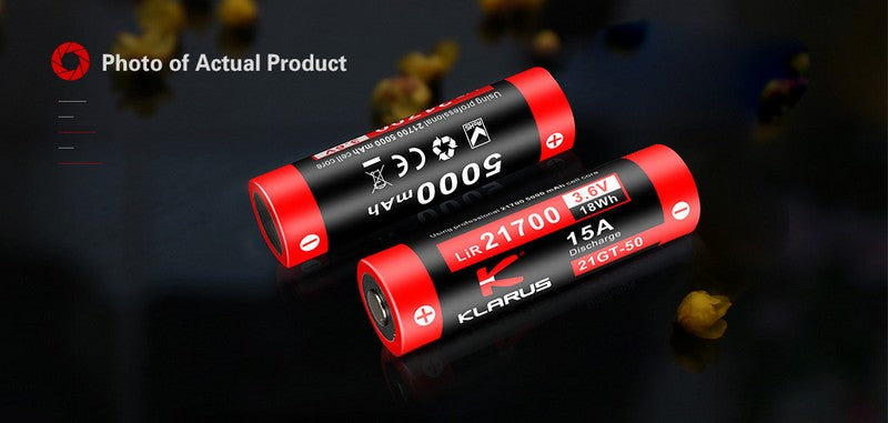 Batterie Klarus 21700 21GT-50 – 5000 mAh 3.6V protégée Li-ion - NYCTALOPE