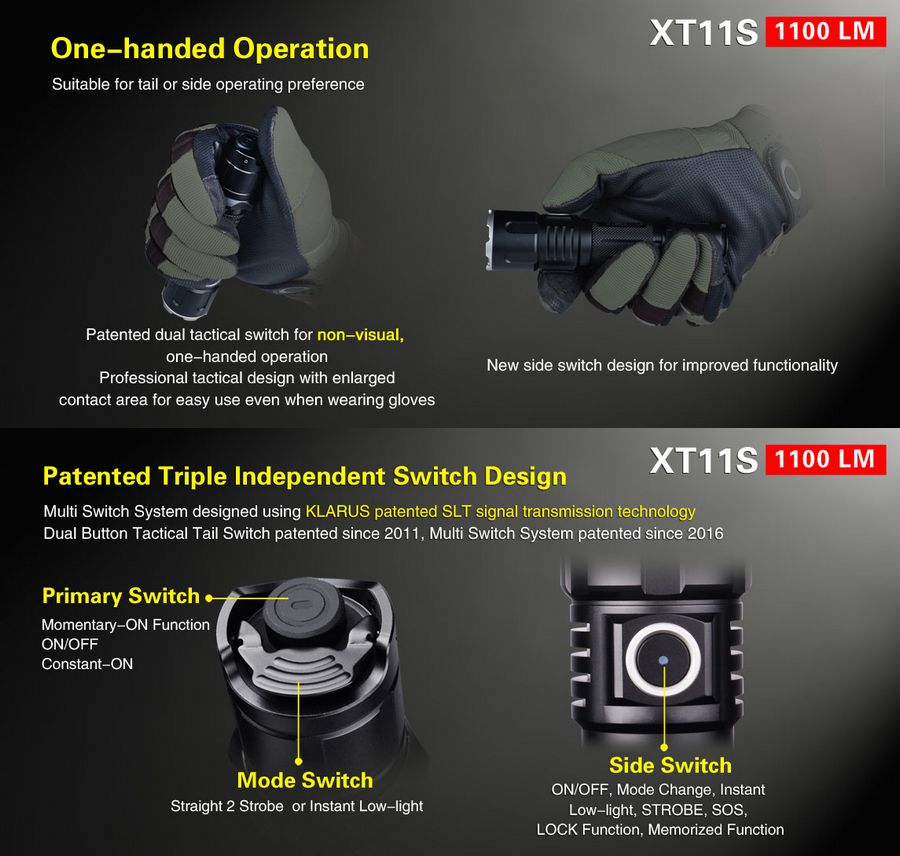 Lampe Torche Klarus XT11S – 1100 Lumens tactique et rechargeable  NYCTALOPE  