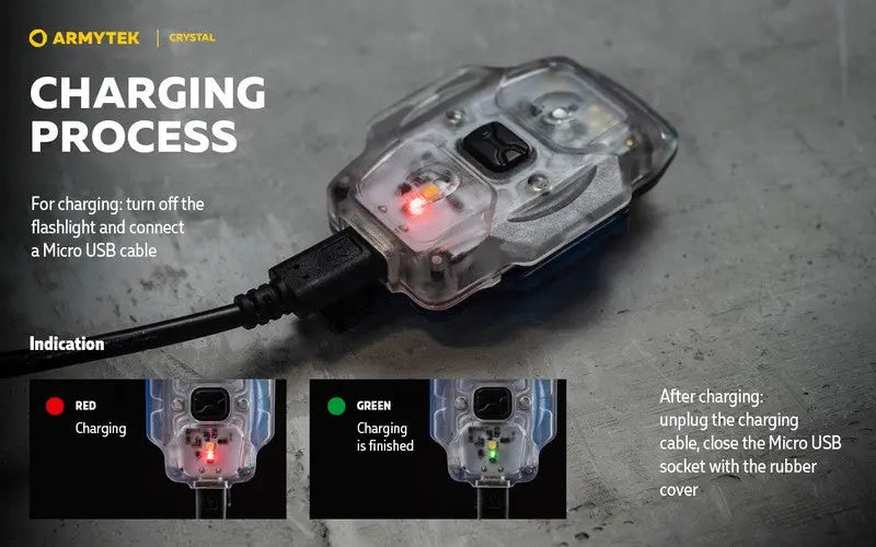 Lampe Armytek Crystal – 150 Lumens Blanc + 30 Lumens Rouge  NYCTALOPE  