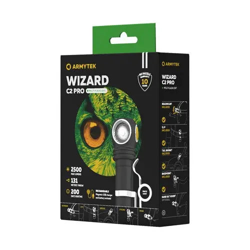 Lampe Frontale Armytek Wizard C2 PRO Magnet USB 2500/2330 Lumens - NYCTALOPE