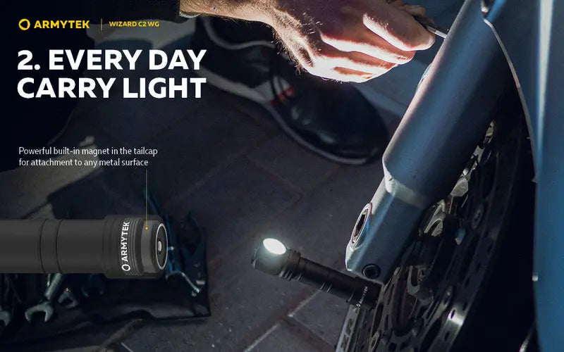 Lampe Frontale Armytek Wizard C2 WG – 1020 Lumens Warm / 400 Lumens Vert  NYCTALOPE  