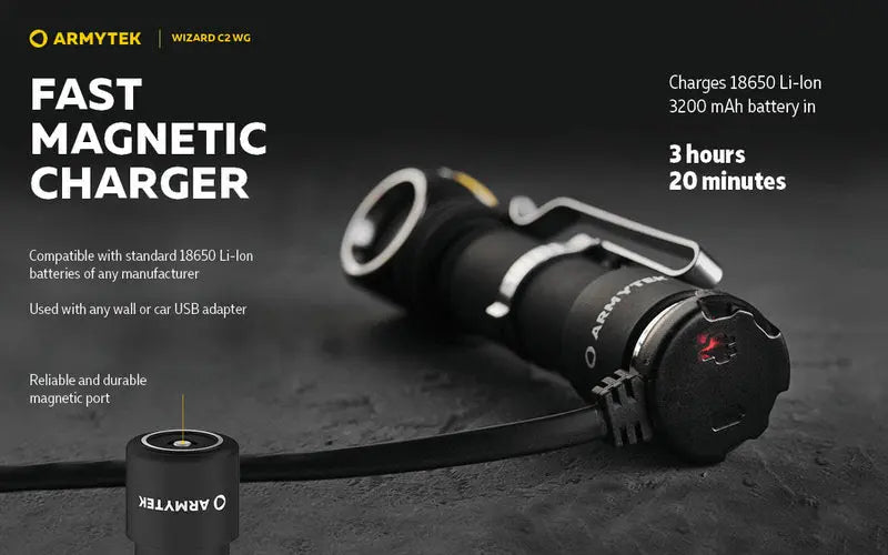 Lampe Frontale Armytek Wizard C2 WG – 1020 Lumens Warm / 400 Lumens Vert  NYCTALOPE  