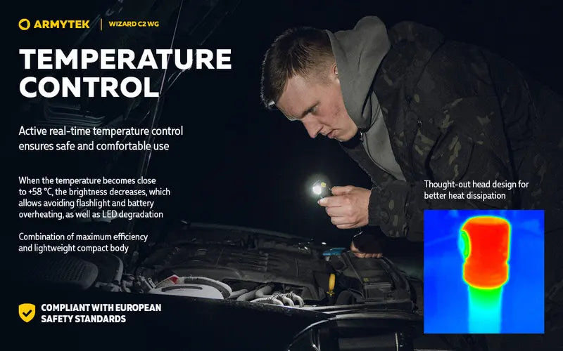 Lampe Frontale Armytek Wizard C2 WG – 1020 Lumens Warm / 400 Lumens Vert  NYCTALOPE  