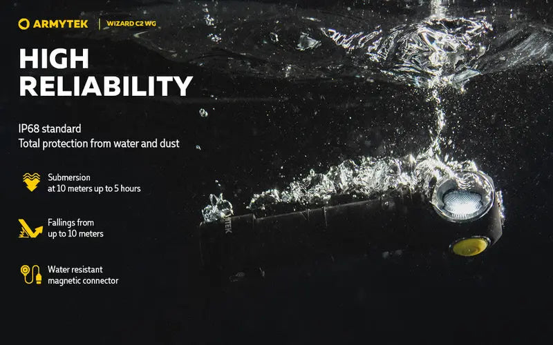 Lampe Frontale Armytek Wizard C2 WG – 1100 Lumens White / 400 Lumens Vert  NYCTALOPE  
