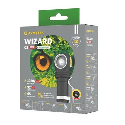 Lampe Frontale Armytek Wizard C2 WR – 1020 Lumens Warm / 230 Lumens Rouge - NYCTALOPE