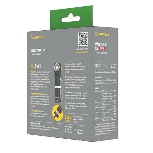 Lampe Frontale Armytek Wizard C2 WR – 1100 Lumens White / 230 Lumens Rouge - NYCTALOPE