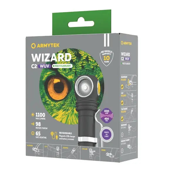 Lampe Frontale Armytek Wizard C2 WUV – 1100 Lumens White / 1595mW UV  NYCTALOPE  