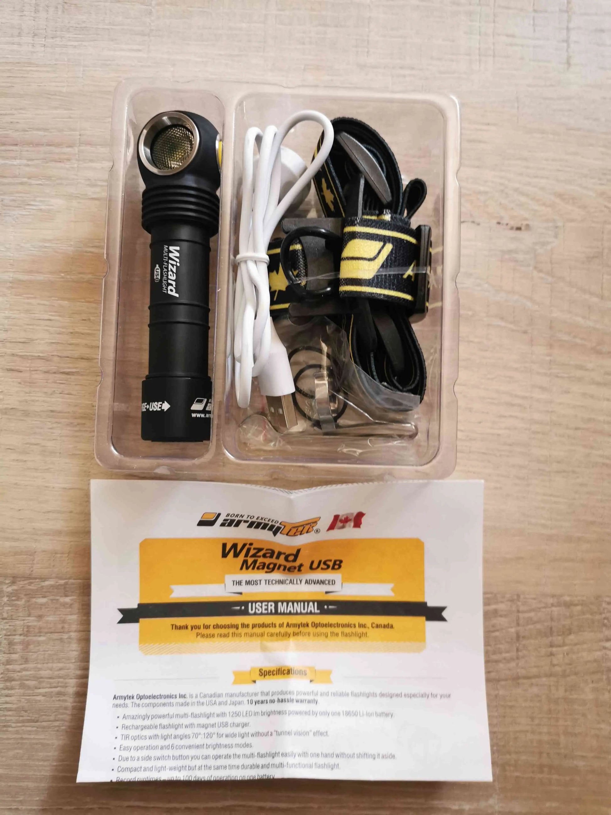 Lampe Frontale Armytek Wizard Magnet USB XP-L - 1250/1120 Lumens - NYCTALOPE