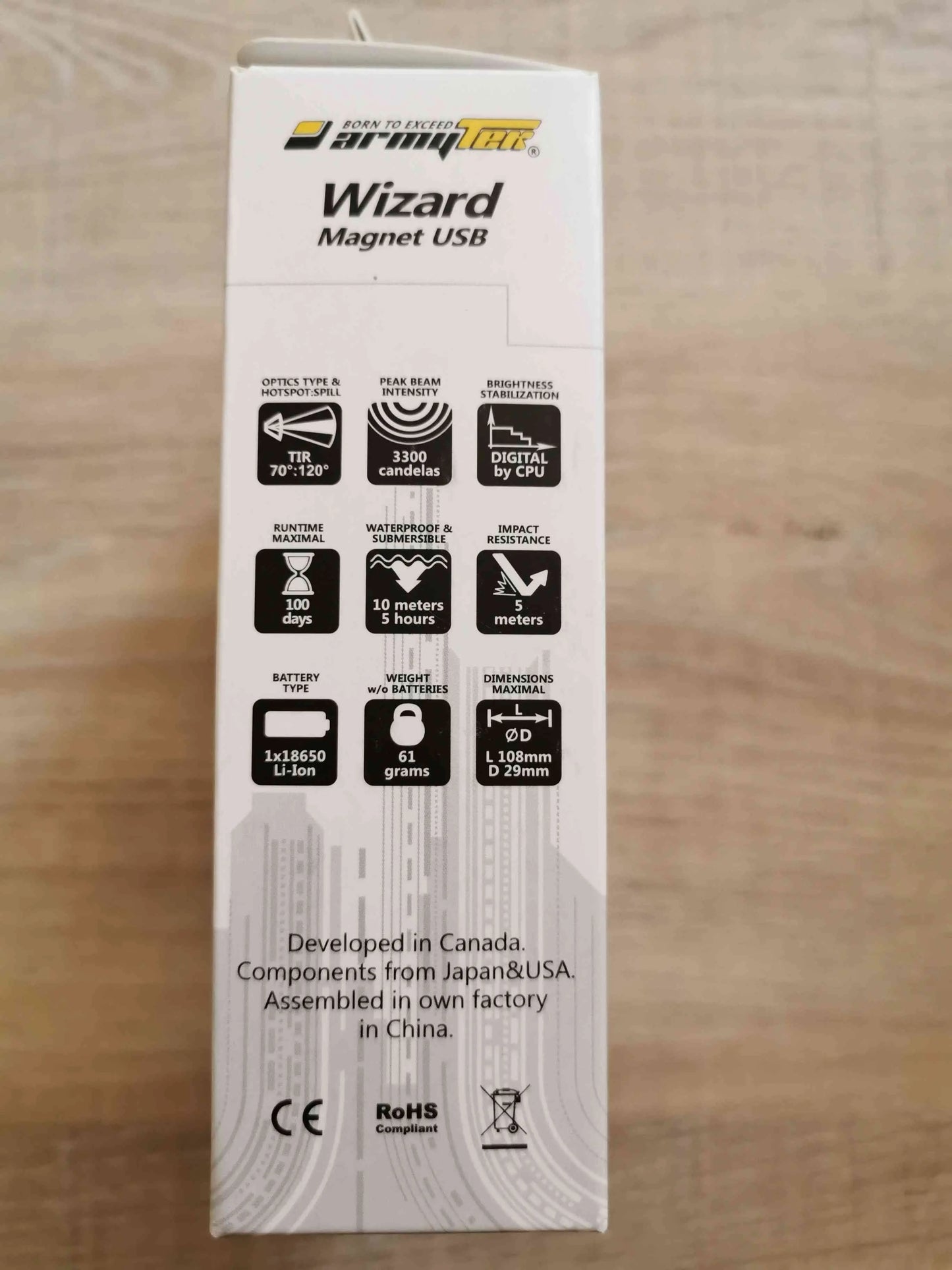 Lampe Frontale Armytek Wizard Magnet USB XP-L - 1250/1120 Lumens - NYCTALOPE