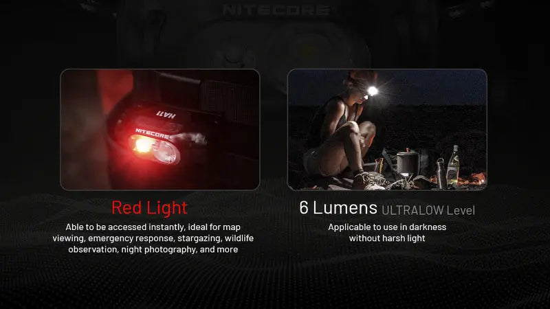 Lampe Frontale Nitecore HA11 – 240 Lumens – Lumière rouge  NYCTALOPE  