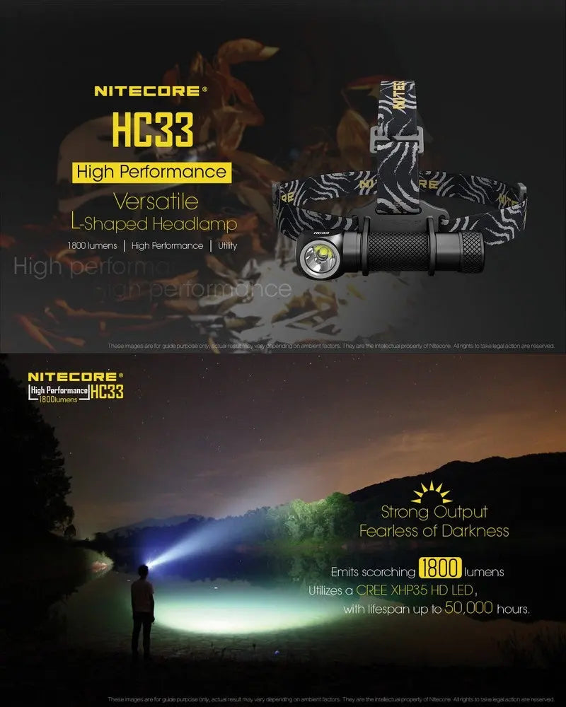 Lampe Frontale Nitecore HC33 – 1800 Lumens  NYCTALOPE  