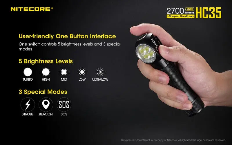 Lampe Frontale Nitecore HC35 – 2700 Lumens  NYCTALOPE  