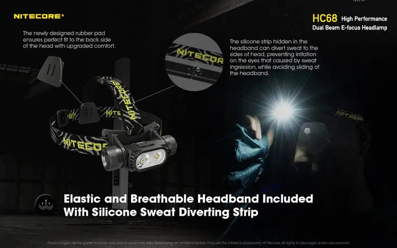 Lampe Frontale Nitecore HC68 Rechargeable – 2000 Lumens  NYCTALOPE  