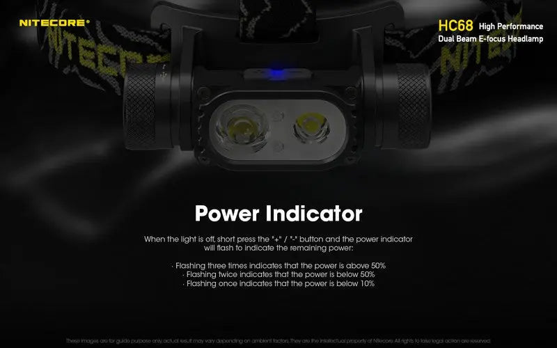 Lampe Frontale Nitecore HC68 Rechargeable – 2000 Lumens  NYCTALOPE  