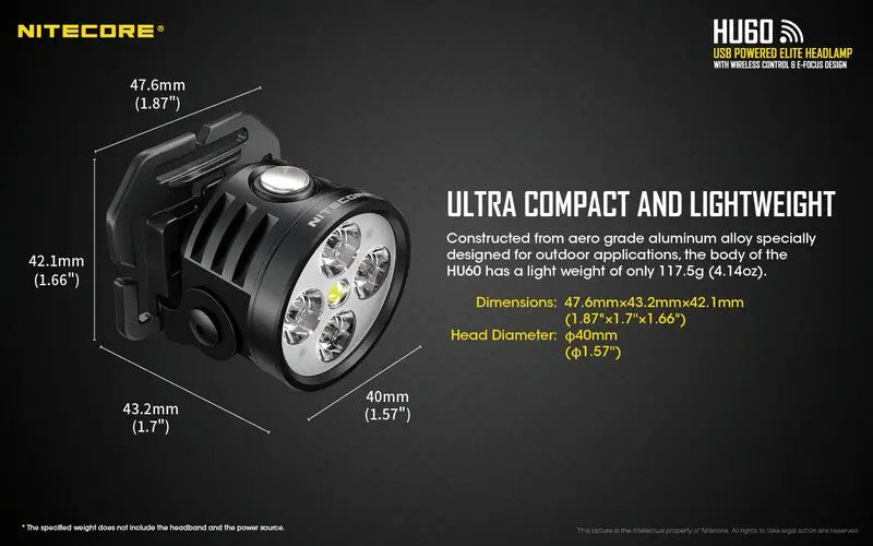 Lampe Frontale Nitecore HU60 – 1600 Lumens  NYCTALOPE  