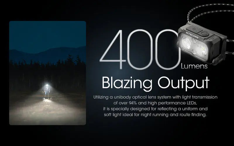 Lampe Frontale Nitecore NU25UL – 400 Lumens  NYCTALOPE  