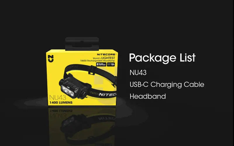 Lampe Frontale Nitecore NU43 – 1400 Lumens  NYCTALOPE  