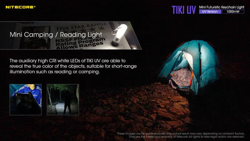 Lampe Nitecore TIKI UV – 1000mW 365nm rechargeable, pour porte-clés  NYCTALOPE  
