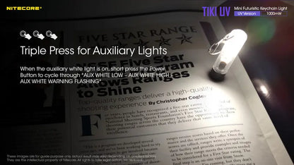 Lampe Nitecore TIKI UV – 1000mW 365nm rechargeable, pour porte-clés  NYCTALOPE  