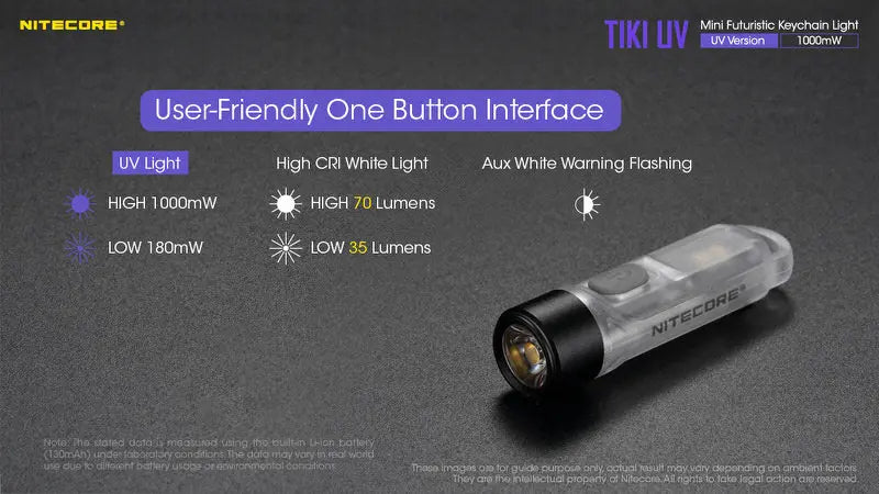 Lampe Nitecore TIKI UV – 1000mW 365nm rechargeable, pour porte-clés  NYCTALOPE  