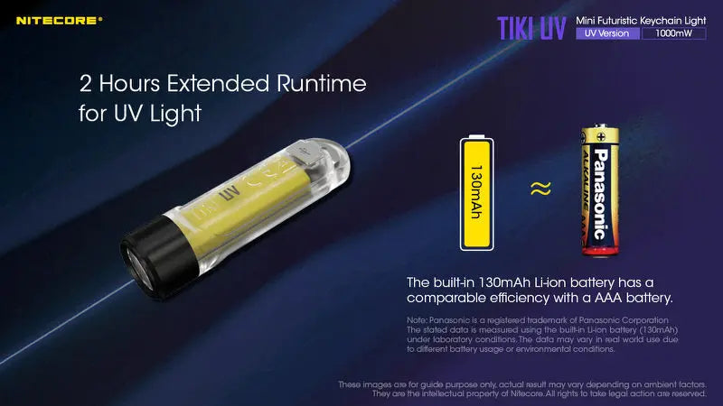 Lampe Nitecore TIKI UV – 1000mW 365nm rechargeable, pour porte-clés  NYCTALOPE  