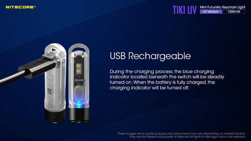 Lampe Nitecore TIKI UV – 1000mW 365nm rechargeable, pour porte-clés  NYCTALOPE  