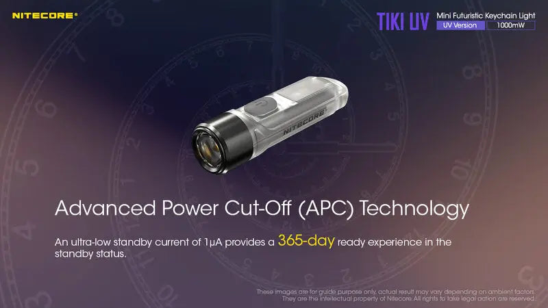 Lampe Nitecore TIKI UV – 1000mW 365nm rechargeable, pour porte-clés  NYCTALOPE  