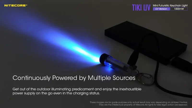 Lampe Nitecore TIKI UV – 1000mW 365nm rechargeable, pour porte-clés  NYCTALOPE  