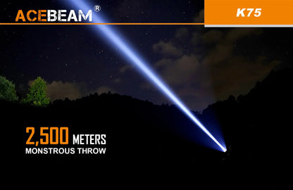 Lampe Torche Acebeam K75 – 6300 Lumens – Portée 2500 mètres  NYCTALOPE  