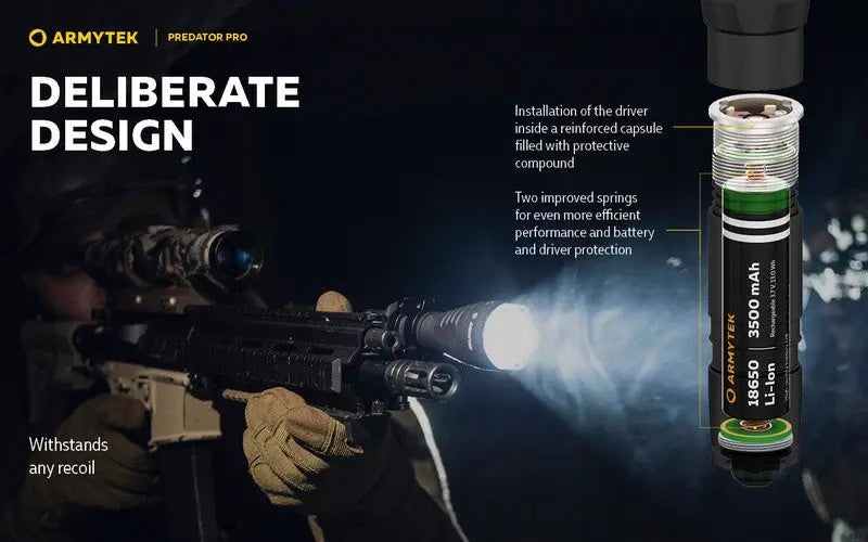 Lampe Torche Armytek Predator Pro Magnet USB – 1500/1400 Lumens - NYCTALOPE