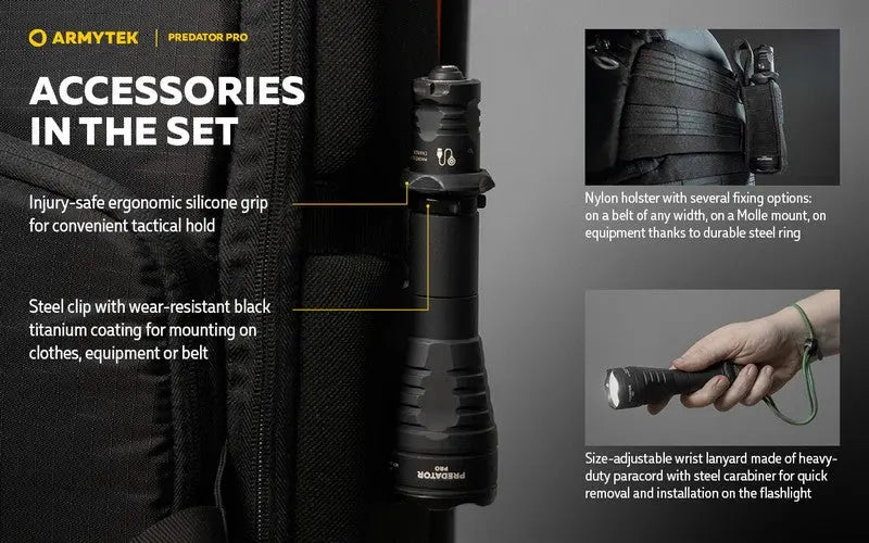 Lampe Torche Armytek Predator Pro Magnet USB – 1500/1400 Lumens - NYCTALOPE