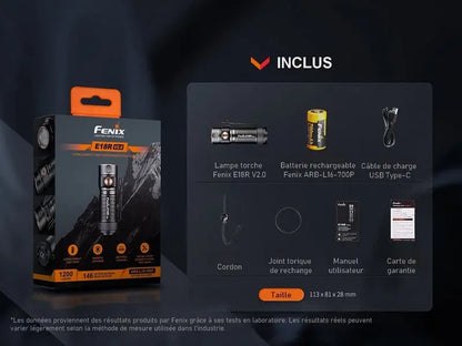 Lampe Torche Fenix E18R V2.0 – 1200 Lumens  NYCTALOPE  