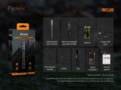 Lampe Torche Fenix LD22 V2.0 – 800 Lumens  NYCTALOPE  