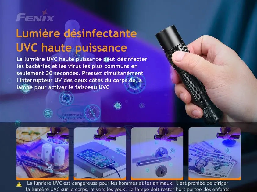 Lampe Torche Fenix LD32 UVC – 1200 Lumens – Désinfection UVC  NYCTALOPE  
