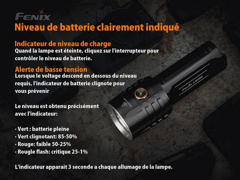 Lampe Torche Fenix LR35R – 10000 Lumens - Rechargeable  NYCTALOPE  