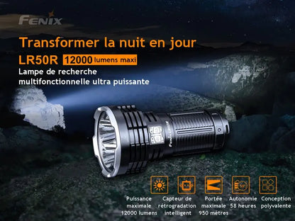 Lampe Torche Fenix LR50R – 12000 Lumens - Rechargeable - NYCTALOPE