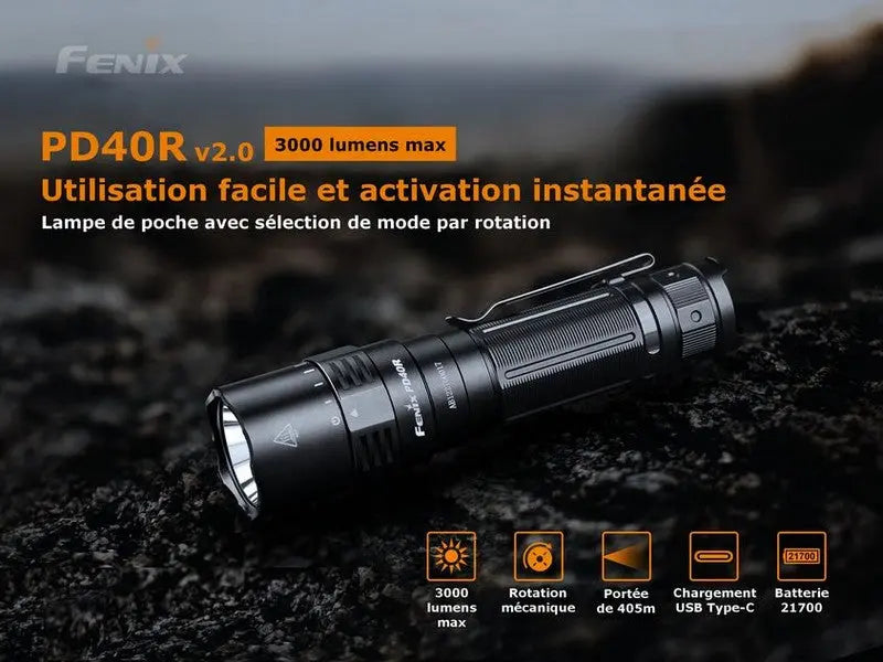 Lampe Torche Fenix PD40R V2.0 – 3000 Lumens  NYCTALOPE  