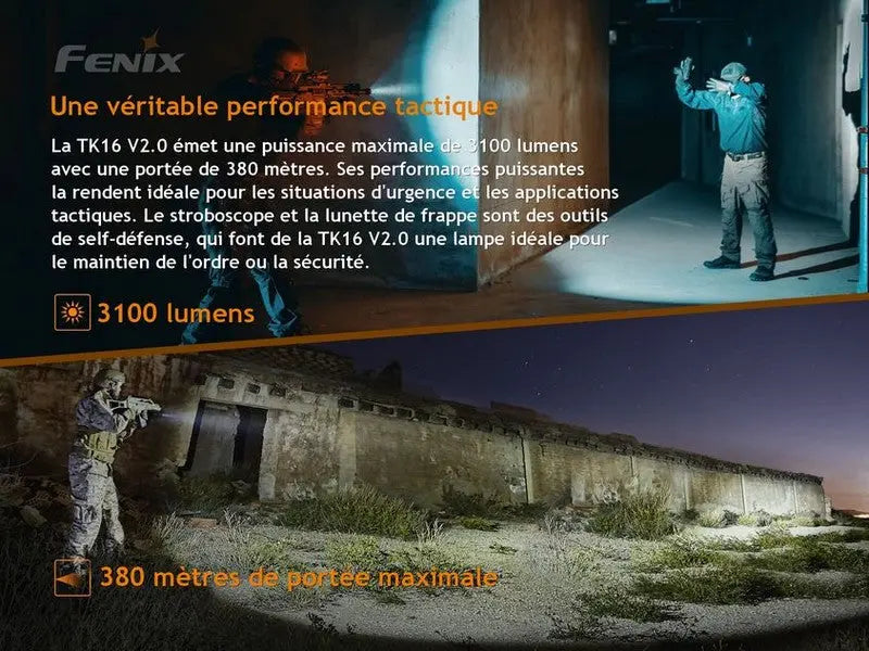 Lampe Torche Fenix TK16 V2.0 – 3100 Lumens  NYCTALOPE  