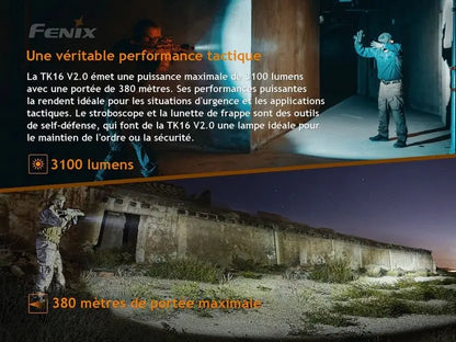 Lampe Torche Fenix TK16 V2.0 – 3100 Lumens  NYCTALOPE  