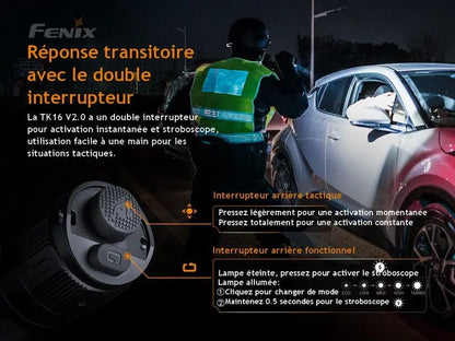 Lampe Torche Fenix TK16 V2.0 – 3100 Lumens  NYCTALOPE  