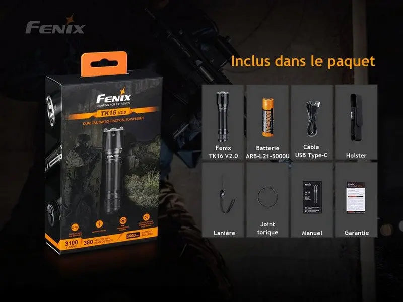 Lampe Torche Fenix TK16 V2.0 – 3100 Lumens  NYCTALOPE  