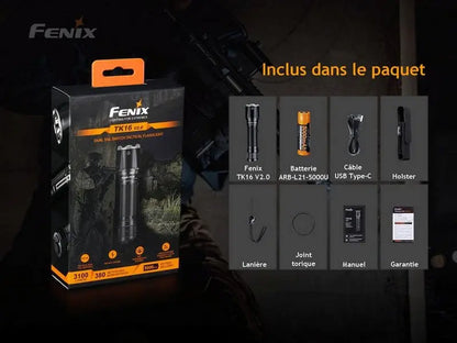 Lampe Torche Fenix TK16 V2.0 – 3100 Lumens  NYCTALOPE  