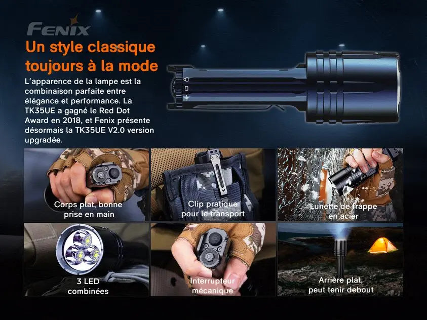 Lampe Torche Fenix TK35UE V2.0 – 5000 Lumens  NYCTALOPE  