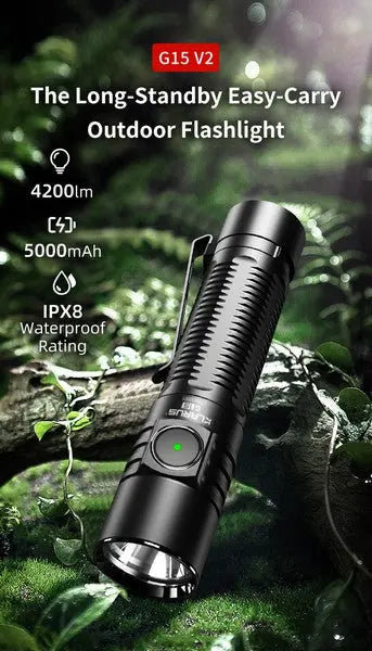 Lampe Torche Klarus G15 V2.0 – 4200 Lumens – Rechargeable Type-C  NYCTALOPE  