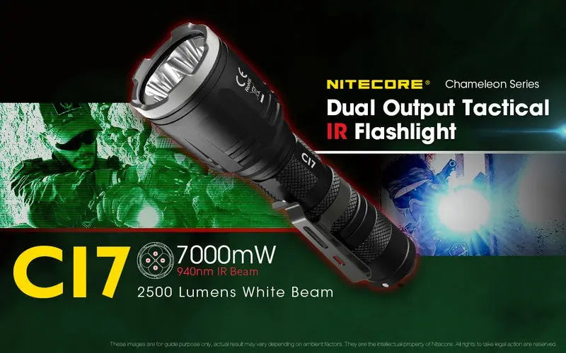Lampe Torche Nitecore CI7 – 2500 Lumens + 7W Infrarouge  NYCTALOPE  
