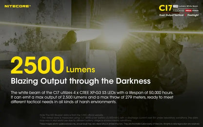 Lampe Torche Nitecore CI7 – 2500 Lumens + 7W Infrarouge  NYCTALOPE  